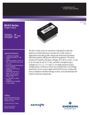 BXA3-48S05J Datasheet PDF Emerson Network Power