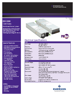 DS1200 Datasheet PDF Emerson Network Power