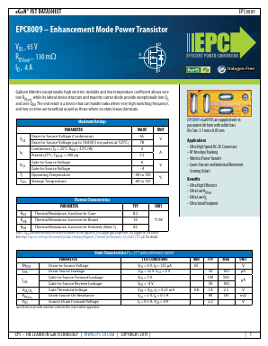 EPC8009 Datasheet PDF Espros Photonics corp
