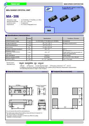 MA-306 Datasheet PDF Seiko Epson Corp
