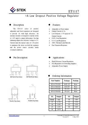 ET1117DI-XX Datasheet PDF Estek Electronics Co. Ltd