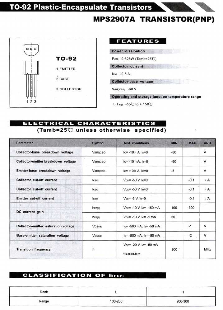 MPS2907A Datasheet PDF ETC