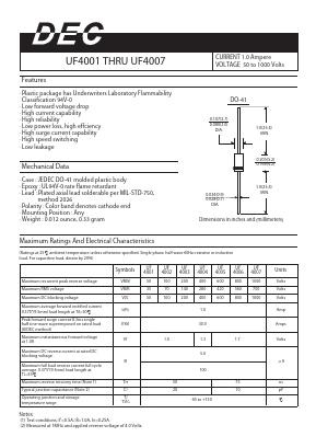 UF4005 Datasheet PDF ETC1