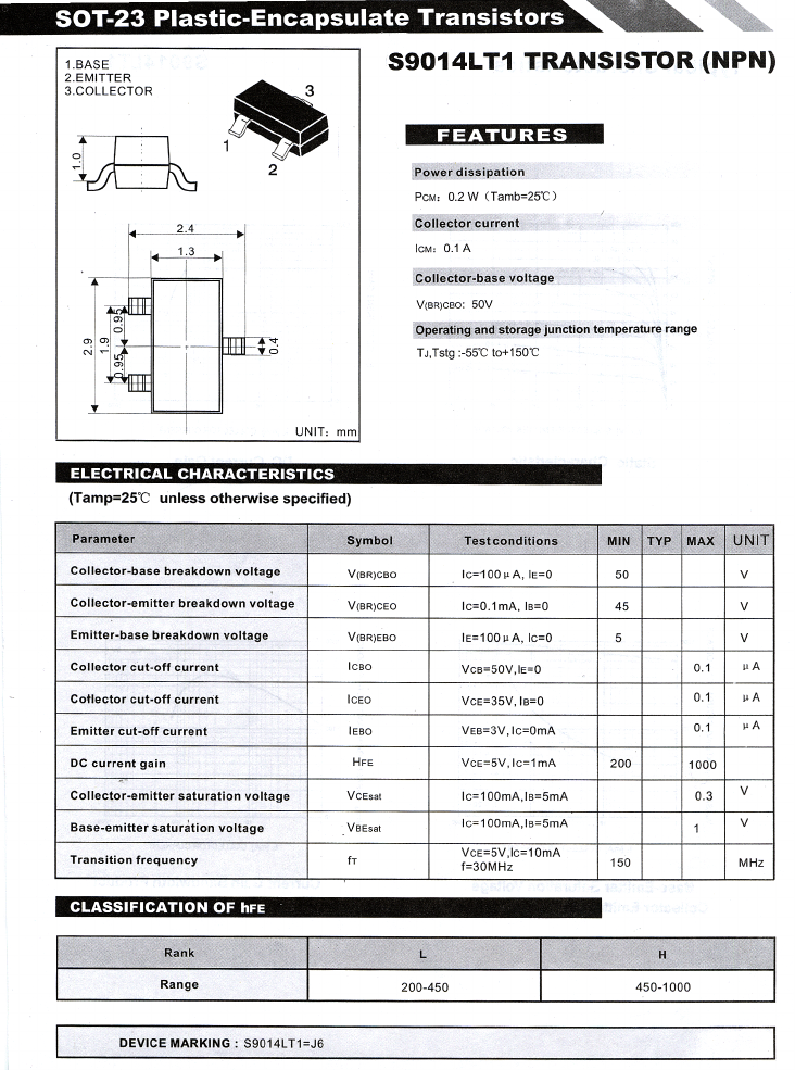 S9014 Datasheet PDF ETC2