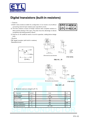 DTC114ECA Datasheet PDF E-Tech Electronics LTD