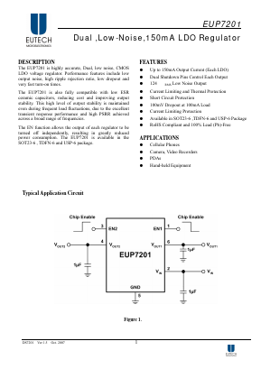EUP7201 Datasheet PDF Eutech Microelectronics Inc