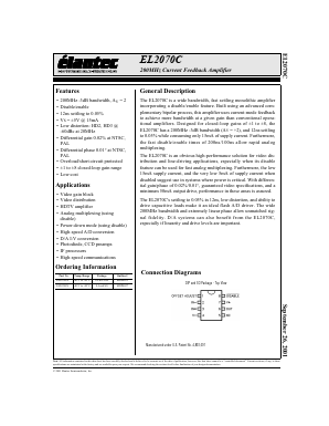 EL2070CN Datasheet PDF Elantec -> Intersil
