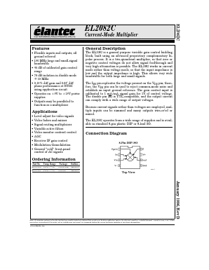 EL2082CN Datasheet PDF Elantec -> Intersil