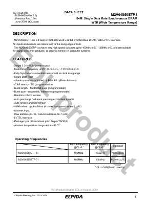 M2V64S50ETP-6I Datasheet PDF Elpida Memory, Inc