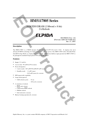 HM5117805LJ-7 Datasheet PDF Elpida Memory, Inc