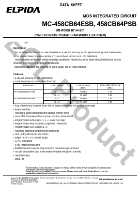 MC-458CB64ESB Datasheet PDF Elpida Memory, Inc