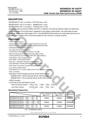 M2S56D40AKT-75AU Datasheet PDF Elpida Memory, Inc