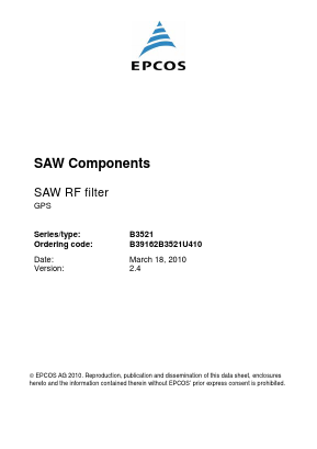 B3521 Datasheet PDF EPCOS AG