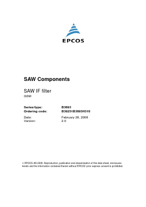B3893 Datasheet PDF EPCOS AG
