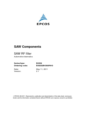 B4309 Datasheet PDF EPCOS AG