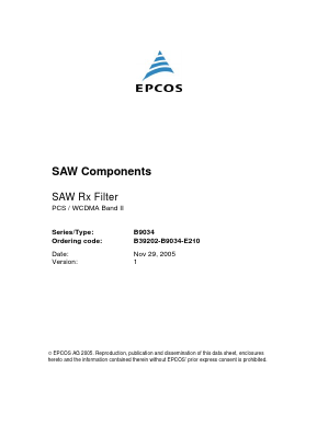 B9034 Datasheet PDF EPCOS AG