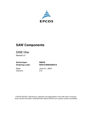 B9036 Datasheet PDF EPCOS AG