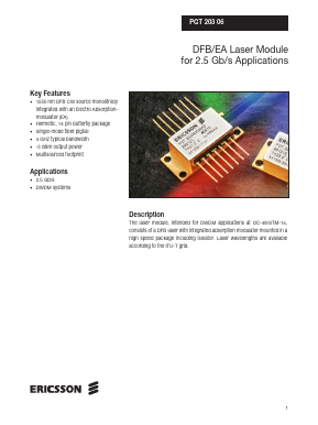 PGT20306 Datasheet PDF Ericsson 