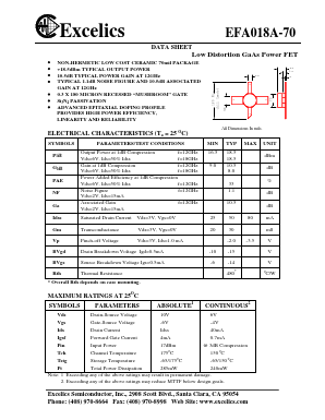 EFA018A-70 Datasheet PDF Excelics Semiconductor, Inc.