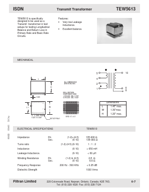 TEW5613 Datasheet PDF Filtran LTD