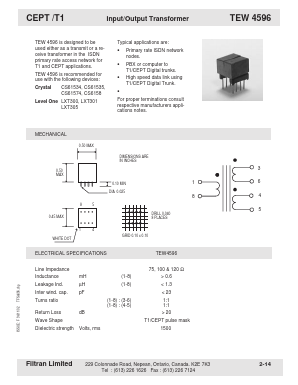 TEW4596 Datasheet PDF Filtran LTD