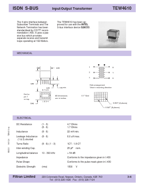 TEW4610 Datasheet PDF Filtran LTD