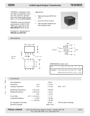 TEW4855 Datasheet PDF Filtran LTD