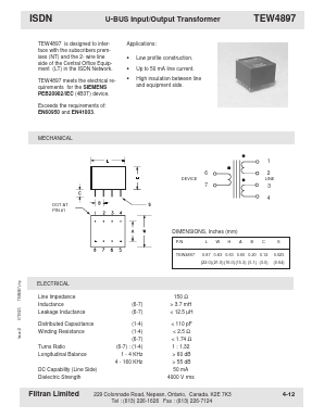 TEW4897 Datasheet PDF Filtran LTD