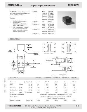 TEW4923-2 Datasheet PDF Filtran LTD