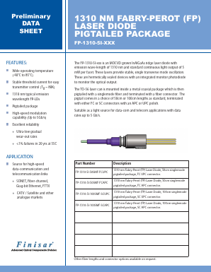 FP-1310-5I-50SMF-FCUPC Datasheet PDF Finisar Corporation.