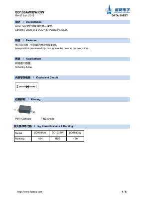 SD103AW Datasheet PDF Foshan Blue Rocket Electronics Co.,Ltd.