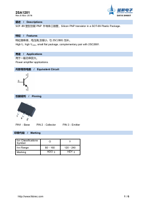 A1201 Datasheet PDF Foshan Blue Rocket Electronics Co.,Ltd.
