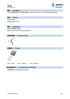 TIP32C Datasheet PDF Foshan Blue Rocket Electronics Co.,Ltd.