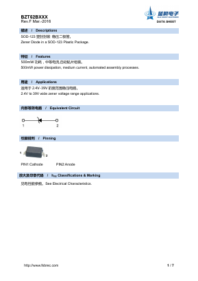 BZT52B10 Datasheet PDF Foshan Blue Rocket Electronics Co.,Ltd.