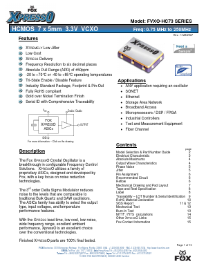 FVXO-XQ52B Datasheet PDF Fox Electronics