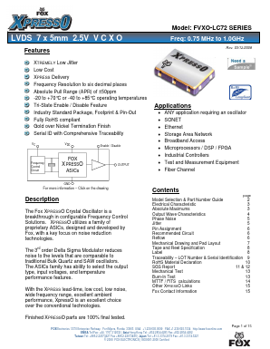 FVXO-LC72 Datasheet PDF Fox Electronics
