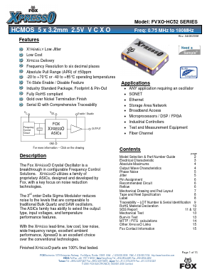FVXO-HC52B Datasheet PDF Fox Electronics