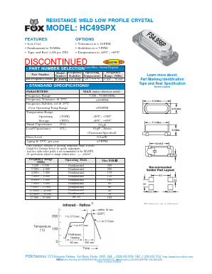 HC49SPX Datasheet PDF Fox Electronics