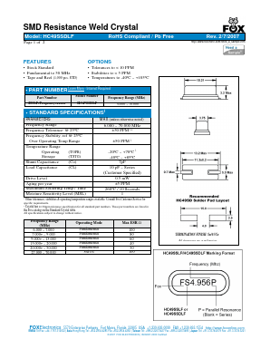 HC49SSDLF Datasheet PDF Fox Electronics
