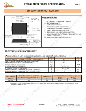 F20S50 Datasheet PDF Frontier Electronics.