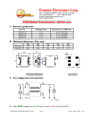 SBT301 Datasheet PDF Frontier Electronics.
