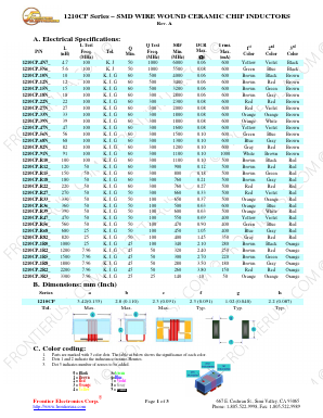 1210CP-R39K Datasheet PDF Frontier Electronics.