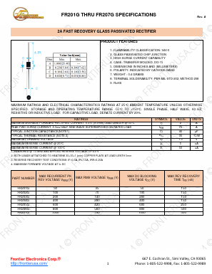 FR203G Datasheet PDF Frontier Electronics.