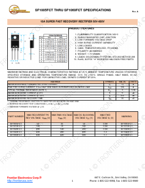 SF1005FCT Datasheet PDF Frontier Electronics.