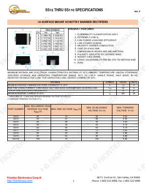 SS110 Datasheet PDF Frontier Electronics.