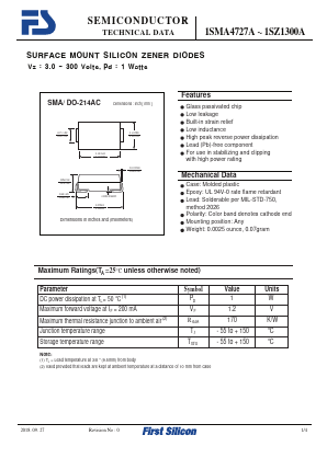 1SMA4738A Datasheet PDF First Silicon Co., Ltd