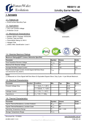 RB501V-40 Datasheet PDF FutureWafer Tech Co.,Ltd