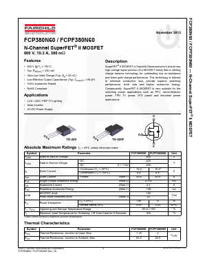 FCP380N60 Datasheet PDF Fairchild Semiconductor