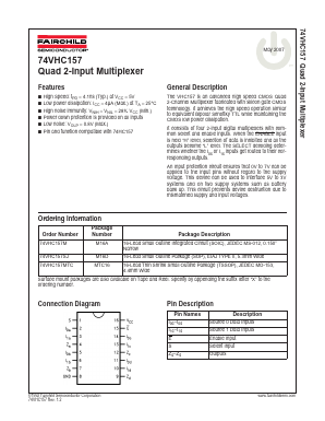 74VHC157MTCX Datasheet PDF Fairchild Semiconductor