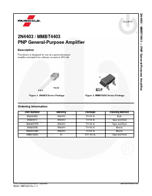 2N4403TAR Datasheet PDF Fairchild Semiconductor